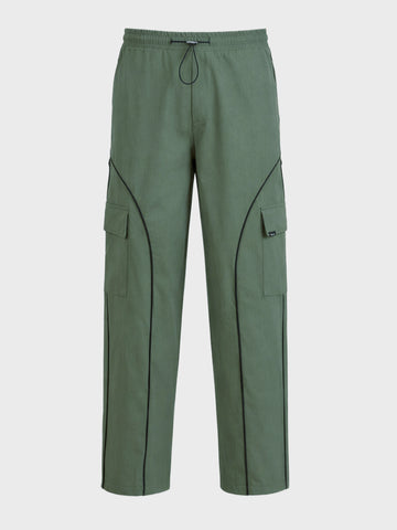 Men's Olive Baggy Fit Solid Utility Cargo