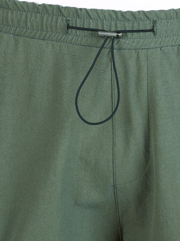 Men's Olive Baggy Fit Solid Utility Cargo