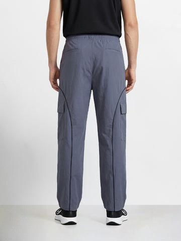 Men's Grey Baggy  Fit Solid Utility Cargo