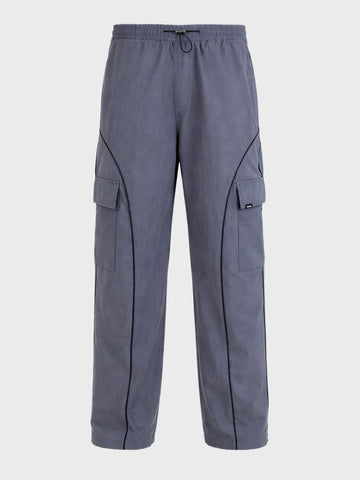 Men's Grey Baggy  Fit Solid Utility Cargo