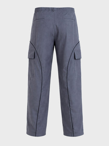 Men's Grey Baggy  Fit Solid Utility Cargo