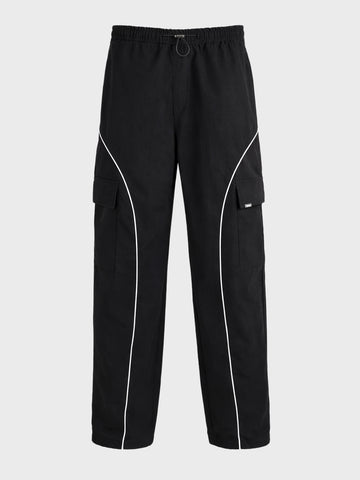 Men's Black Baggy  Fit Solid Utility Cargo