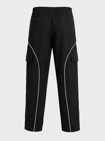 Men's Black Baggy  Fit Solid Utility Cargo