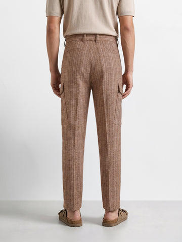 Men's Brown Relaxed Fit Solid Casual Cargo