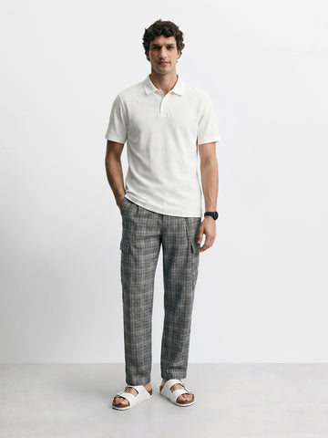 Men's Grey Relaxed Fit Solid Casual Cargo