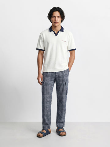 Men's Blue Relaxed Fit Solid Casual Cargo