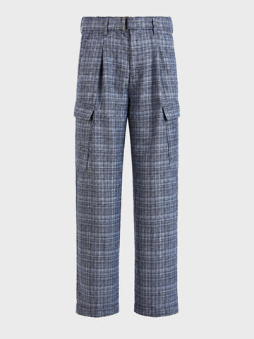 Men's Blue Relaxed Fit Solid Casual Cargo