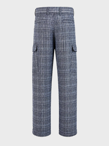 Men's Blue Relaxed Fit Solid Casual Cargo