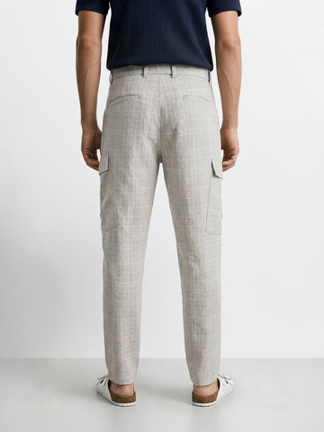 Men's Grey Relaxed Fit Solid Casual Cargo