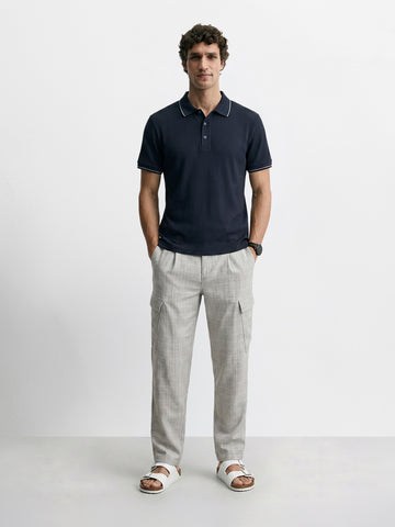 Men's Grey Relaxed Fit Solid Casual Cargo