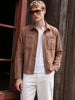 Men's Brown Relaxed Fit Embroidered Casual Jacket