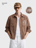 Men's Brown Relaxed Fit Embroidered Casual Jacket