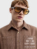 Men's Brown Relaxed Fit Embroidered Casual Jacket