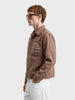 Men's Brown Relaxed Fit Embroidered Casual Jacket