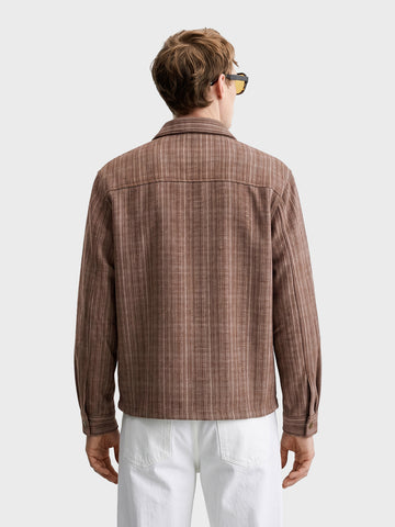 Men's Brown Relaxed Fit Embroidered Casual Jacket