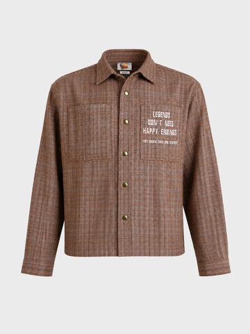 Men's Brown Relaxed Fit Embroidered Casual Jacket