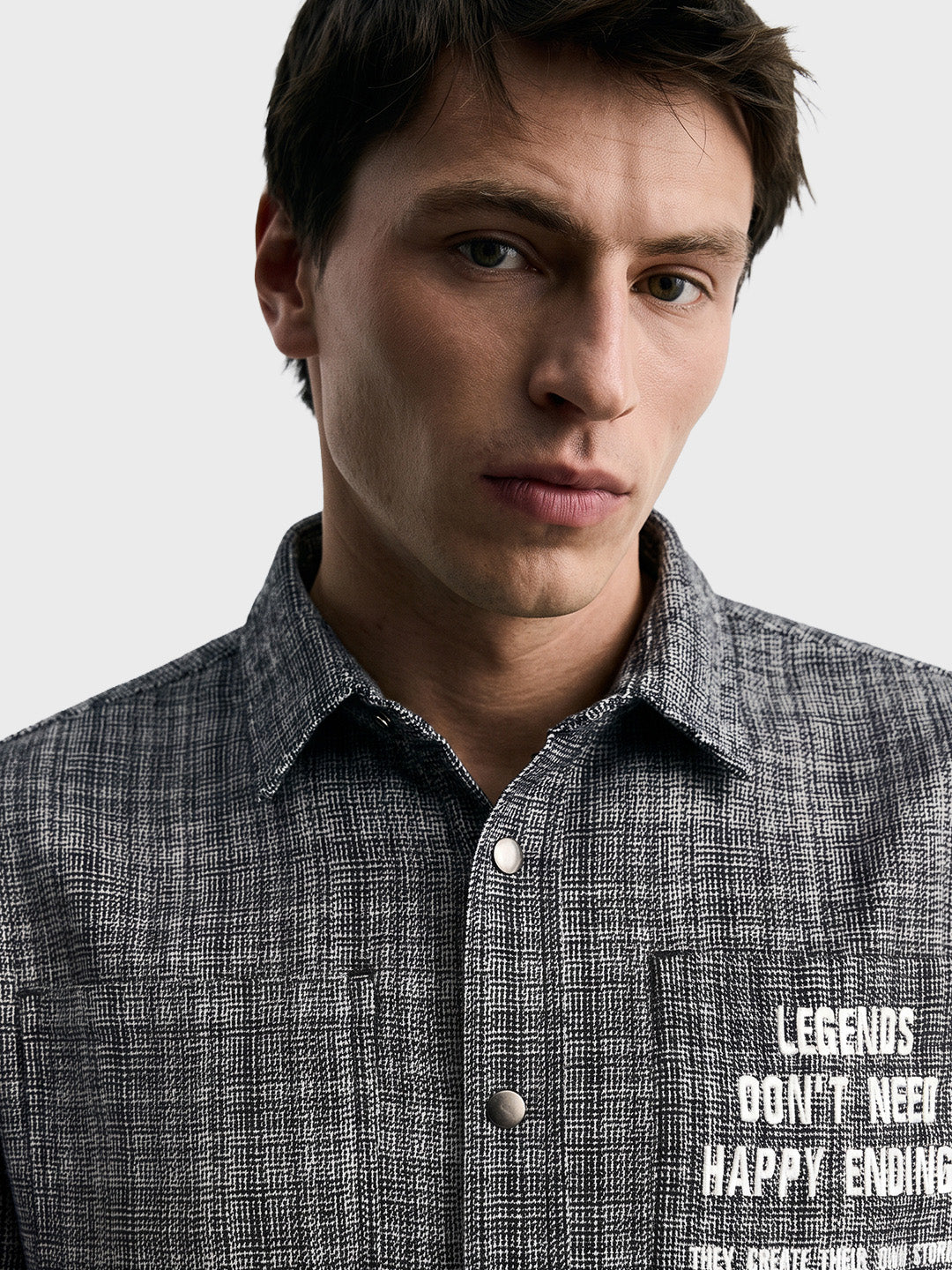 Men's Black Relaxed Fit Embroidered Casual Jacket