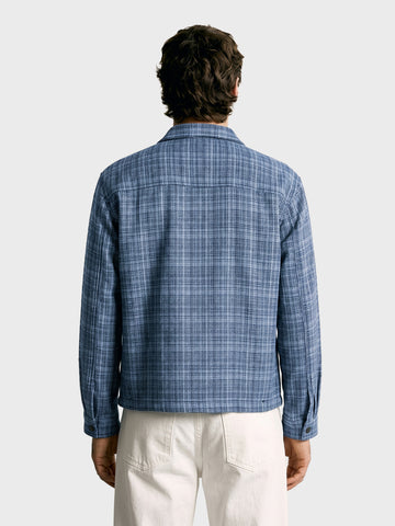 Men's Blue Relaxed Fit Embroidered Casual Jacket