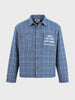 Men's Blue Relaxed Fit Embroidered Casual Jacket