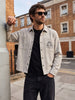 Men's Cream Relaxed Fit Embroidered Casual Jacket