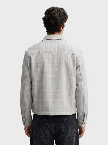 Men's Cream Relaxed Fit Embroidered Casual Jacket