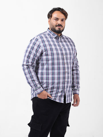 Men's White Regular Fit Checked Casual Shirt
