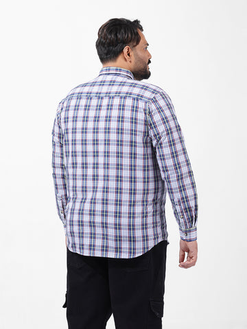 Men's White Regular Fit Checked Casual Shirt