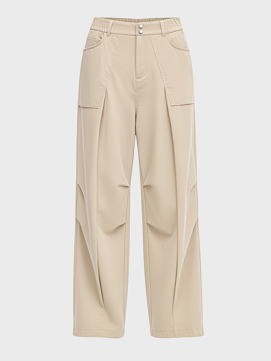 Men's Beige Loose Fit Solid Utility Trousers
