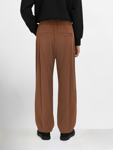 Men's Brown Loose Fit Solid Utility Trousers