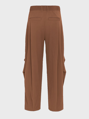 Men's Brown Loose Fit Solid Utility Trousers