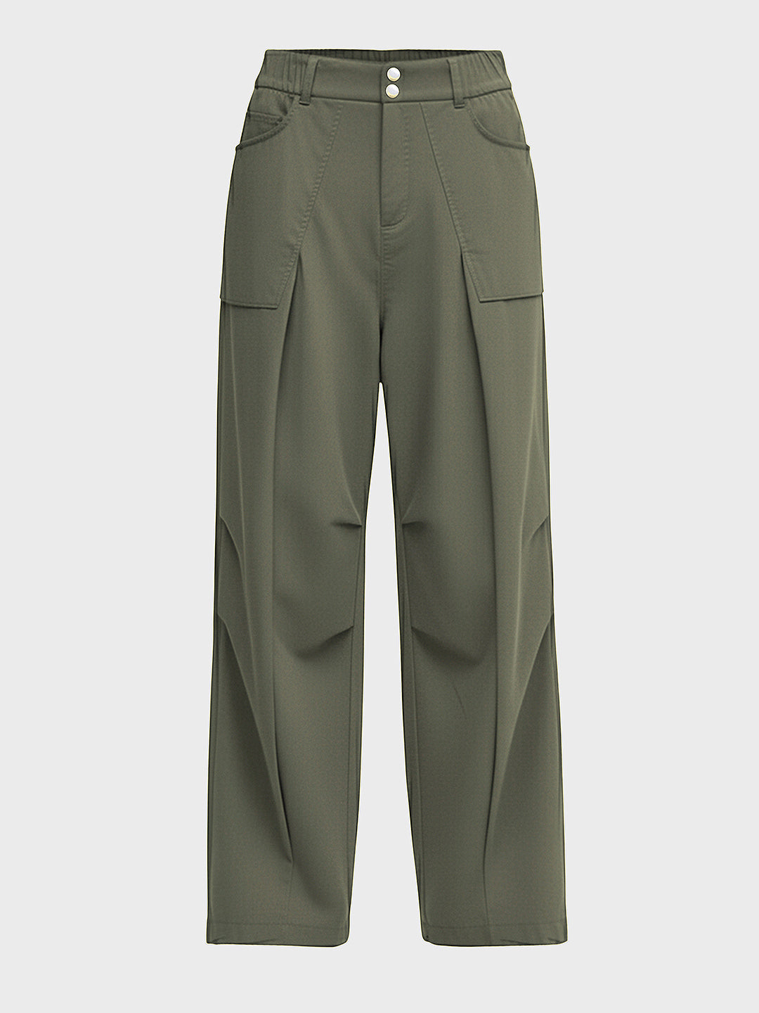 Men's Olive Loose Fit Solid Utility Trousers