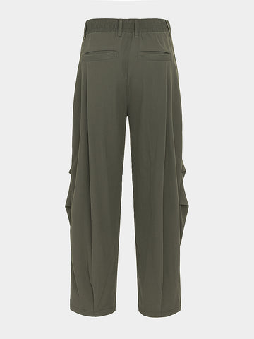 Men's Olive Loose Fit Solid Utility Trousers