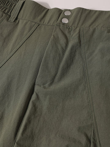 Men's Olive Loose Fit Solid Utility Trousers