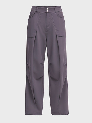 Men's Grey Loose Fit Solid Utility Trousers