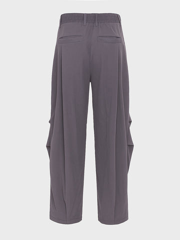 Men's Grey Loose Fit Solid Utility Trousers