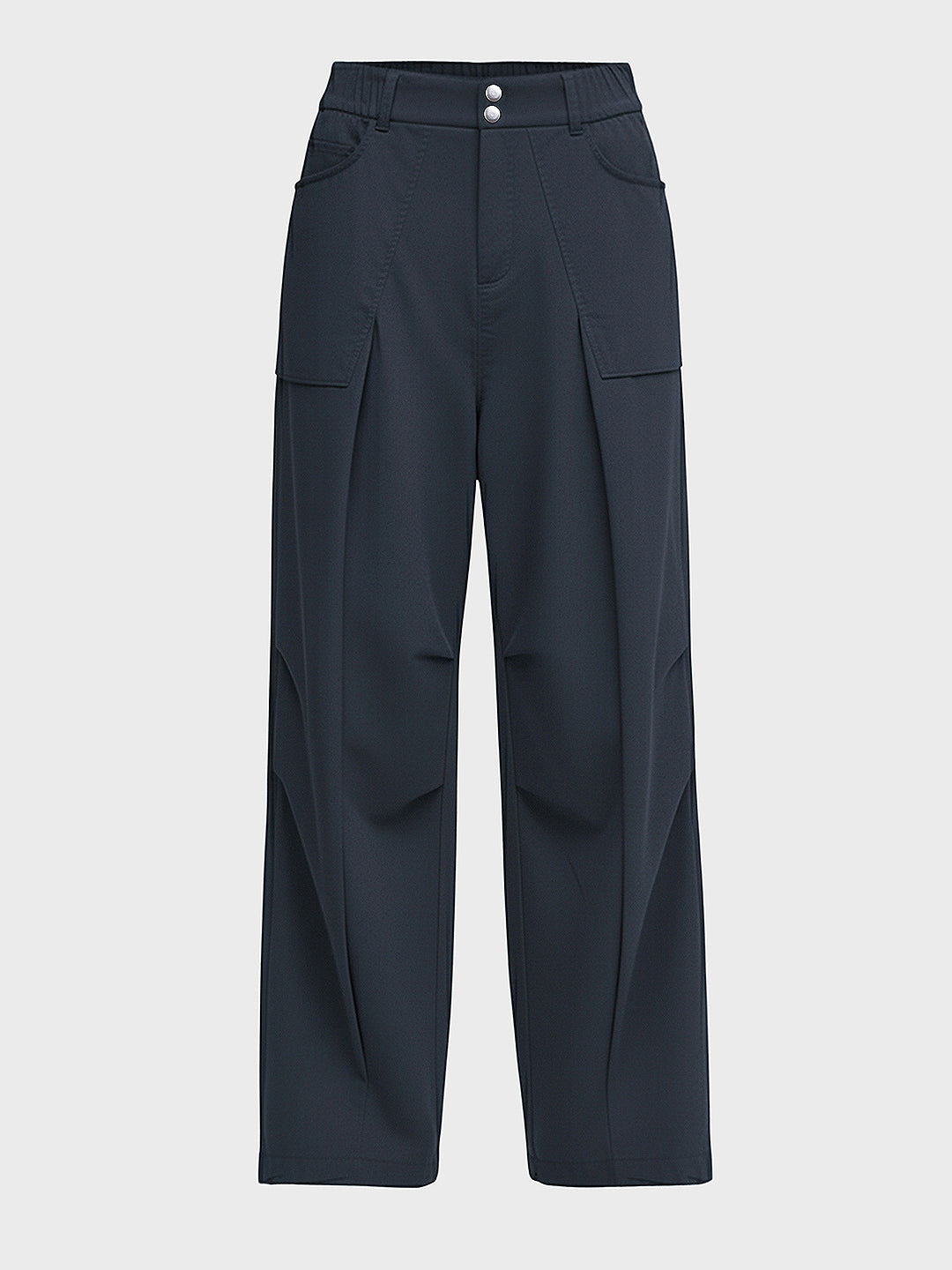 Men's Navy Blue Loose Fit Solid Utility Trousers