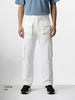 Men's White Loose Fit Solid Utility Cargos