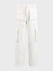 Men's White Loose Fit Solid Utility Cargos