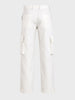 Men's White Loose Fit Solid Utility Cargos
