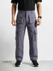 Men's Grey Loose Fit Solid Utility Cargo