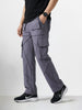 Men's Grey Loose Fit Solid Utility Cargo