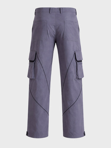 Men's Grey Loose Fit Solid Utility Cargo