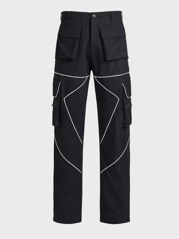 Men's Black Loose Fit Solid Utility Cargo