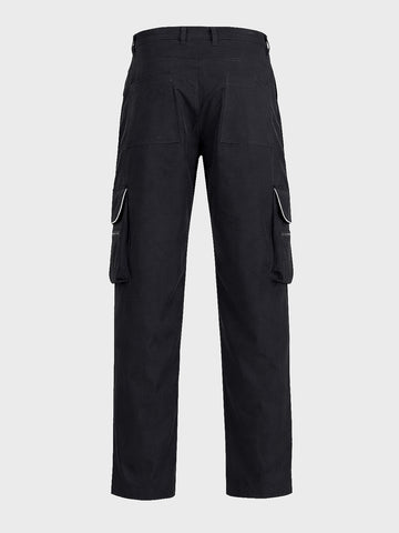 Men's Black Loose Fit Solid Utility Cargo