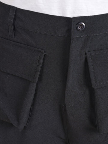 Men's Black Loose Fit Solid Utility Cargo