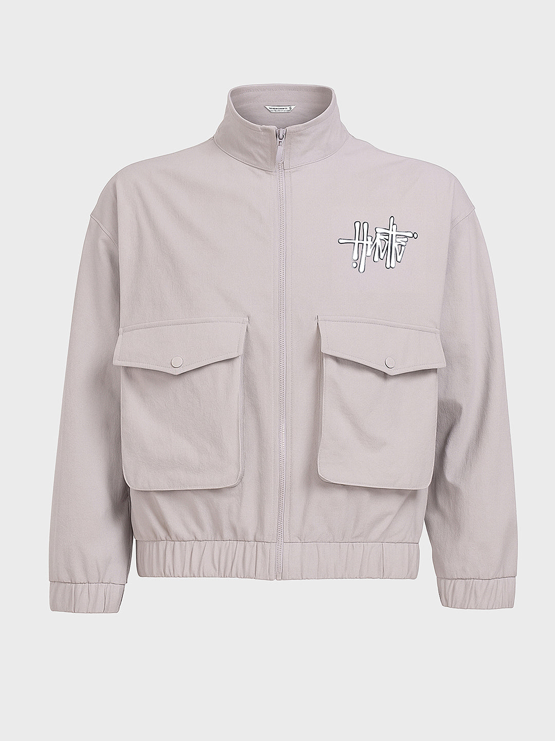 Men's Grey Relaxed Fit Solid Utility Jacket