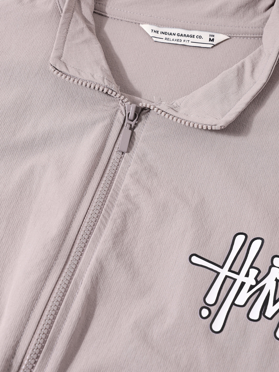 Men's Grey Relaxed Fit Solid Utility Jacket