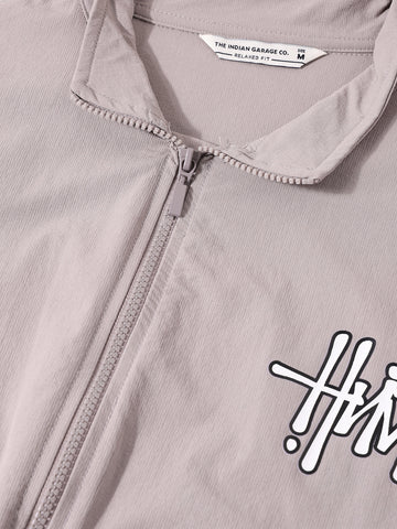 Men's Grey Relaxed Fit Solid Utility Jacket