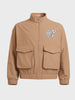 Men's Khaki Relaxed Fit Solid Utility Bomber Jacket
