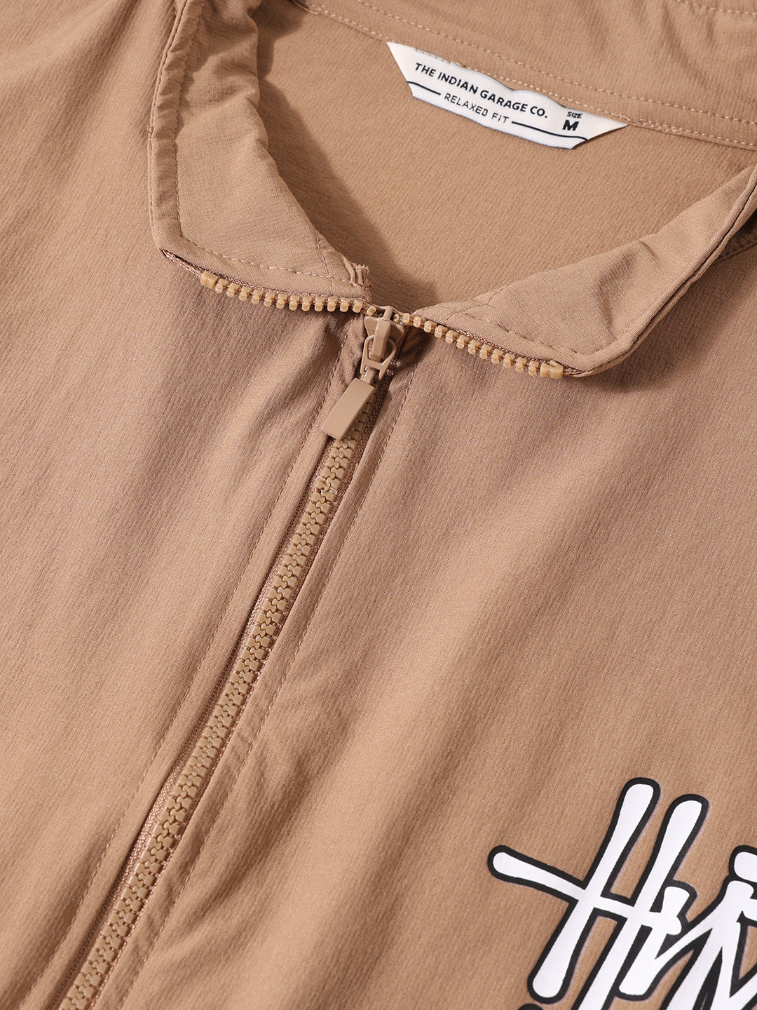 Men's Khaki Relaxed Fit Solid Utility Jacket